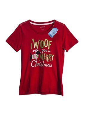 NWT | Little Blue House Hatley Woof You a Merry Christmas Dog Graphic Tee Large